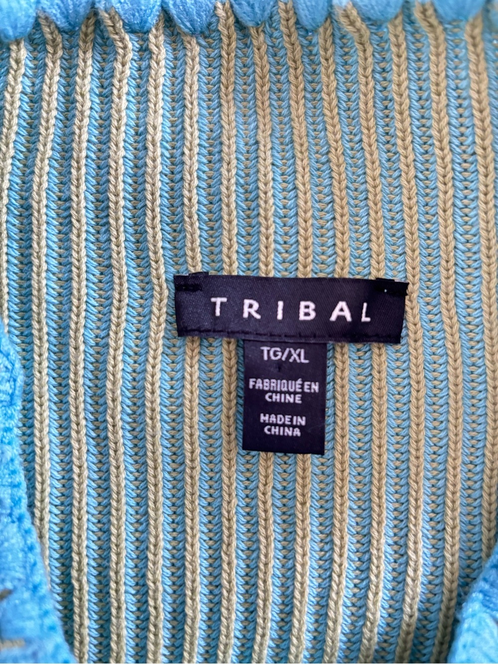 TRIBAL Ribbed Turtleneck Sweater in Aqua and Lime - Size XL - Picture 7 of 12